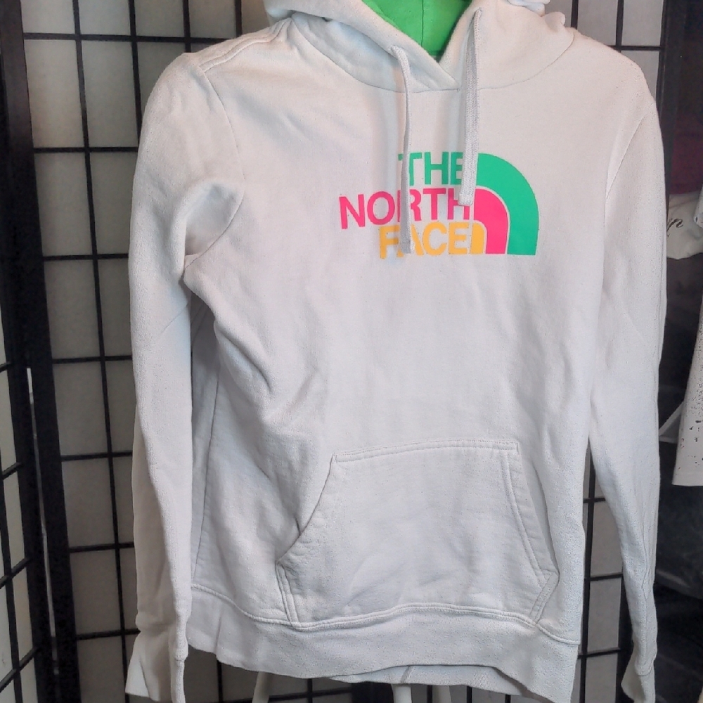 THE NORTH FACE White Hoodie with Colorful Logo